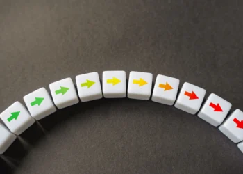 Stock image of arrows on dice