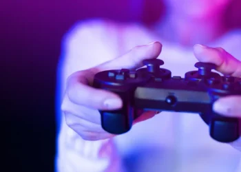 Stock image of someone playing video games