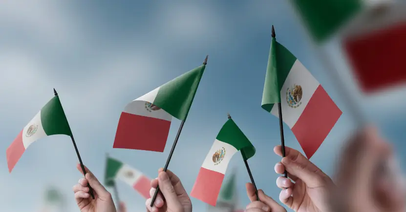 Waving Mexico flags