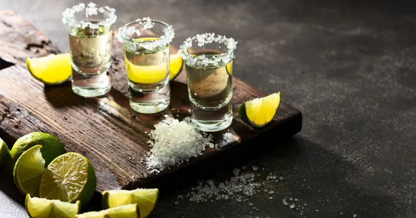 Tequlia shots with lime